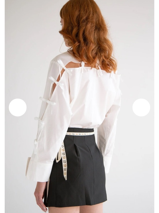 Anthropologie Tops - Anthropologie Y-Y White Tie-Detail Button-Up Shirt